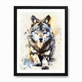 Wolf Watercolor Painting Art Print