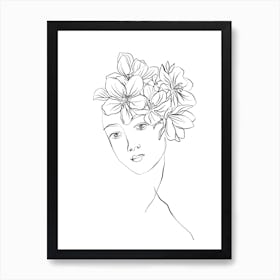 Woman with flowers in her hair (Venus II) Art Print