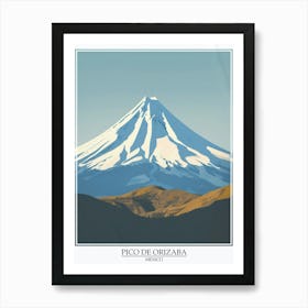 Pico De Orizaba Mexico Color Line Drawing 1 Poster Art Print