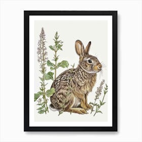 Beveren Blockprint Rabbit Illustration 7 Art Print
