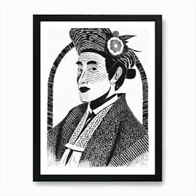 A Portrait Of A Kabuki Actor In Full Costume Ukiyo-E Style Art Print