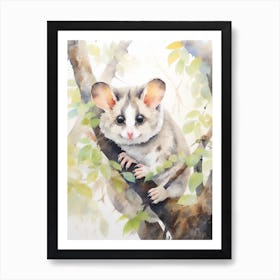 Light Watercolor Painting Of A Ringtail Possum 1 Art Print