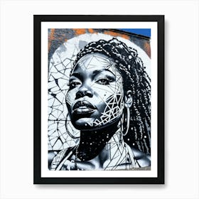 Graffiti Mural Of Beautiful Black Woman 256 Art Print