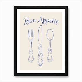 Bon Appétit Cutlery - Royal Blue Art Print