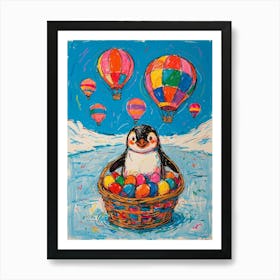 Penguin In Basket Art Print