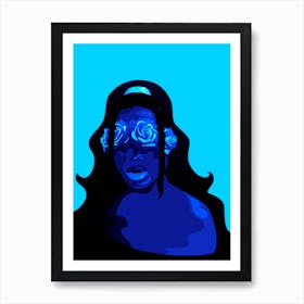 Afro Girl Art Prints Illustration Blue Art Print