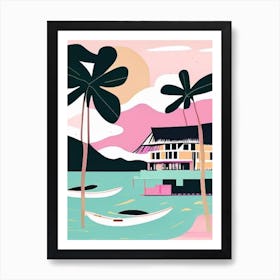 Koh Chang Thailand Muted Pastel Tropical Destination Poster