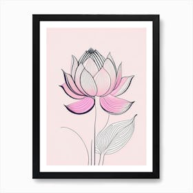 Lotus Flower Pattern Minimal Line Drawing 7 Art Print