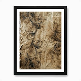 Abstract Pattern Swirling Across A Vintage Crumpled Paper Tones Of Sepia And Muted Earth Colors Fr Art Print