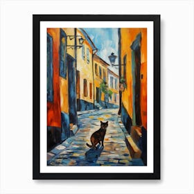 Painting Of Copenhagen Denmark With A Cat In The Style Of Impressionism 4 Art Print