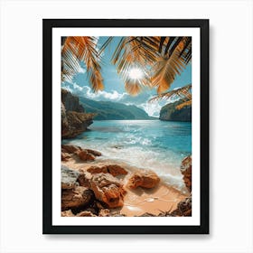 Beach With Palm Trees Poster