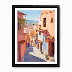 Chefchaouen Morocco 1 Vintage Pink Travel Illustration Art Print