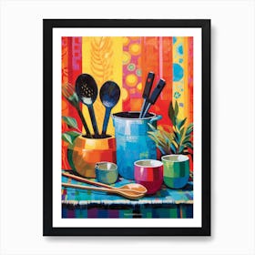 African Cuisine Matisse Inspired Illustration4 Art Print