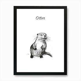 B&W Otter Poster Art Print