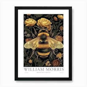 William Morris Print Bumble Bee Art Botanical Art Flowers Big Bee Art Print