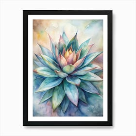 Succulent Flower Watercolor Painting Art Print