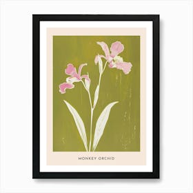 Pink & Green Monkey Orchid Flower Poster Art Print