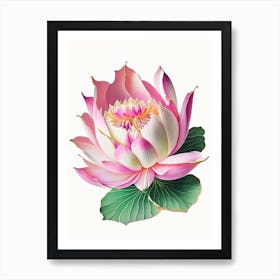 Pink Lotus Decoupage 6 Art Print