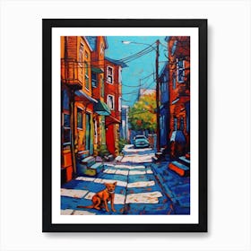 Painting Of Toronto, Canada With A Cat In The Style Of Pop Art 1 Art Print