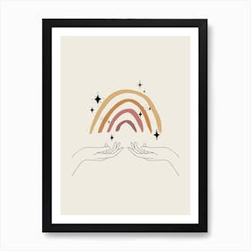 Hands Celestial Rainbow Light Art Print