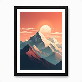 Mount Everest 3 Hiking Trail Landscape Art Print