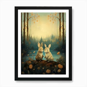 Rabbits In The Forest Art Print