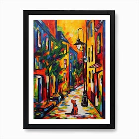 Painting Of New York With A Cat In The Style Of Fauvism 1 Art Print