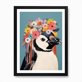 Bird With A Flower Crown Penguin Art Print