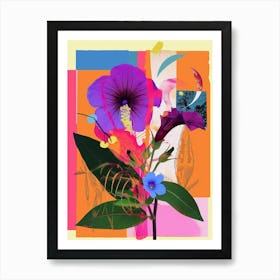 Petunia 1 Neon Flower Collage Art Print