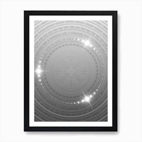 Geometric Glyph Abstract in White and Silver with Sparkle Array n.0179 Art Print