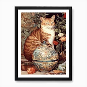 Stock With A Cat 2 Art Nouveau Style Art Print