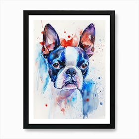 Boston Terrier Watercolor Painting 2 Art Print