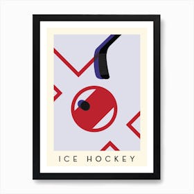 Ice Hockey Minimalist Illustration Art Print