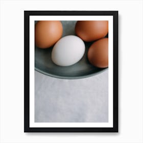 White And Brown Eggs In A Bowl Art Print