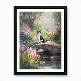 Painting Of A Cat In Brooklyn Botanic Garden, Usa In The Style Of Impressionism 02 Art Print