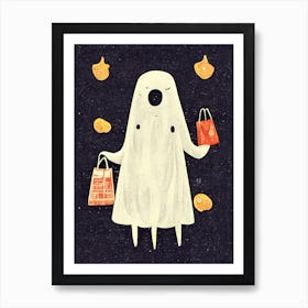 Bedsheet Ghost Shopping Art Print
