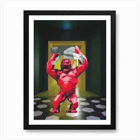 The Red Gorilla with Chuck Norris Art Print