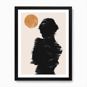 Woman Silhouette With Sun Art Print