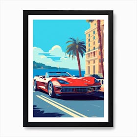 A Chevrolet Corvette In French Riviera Car Illustration 4 Art Print