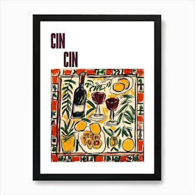 Cin Cin Poster Wine With Friends Matisse Style 6 Art Print