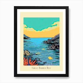 Poster Of Minimal Design Style Of Great Barrier Reef, Australia 3 Art Print