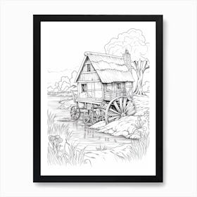 Line Art Inspired By The Hay Wain 3 Art Print