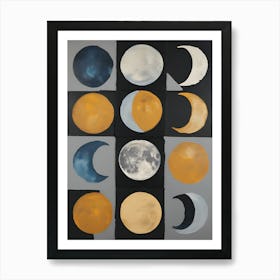 Retro Abstract Moons 1 Art Print