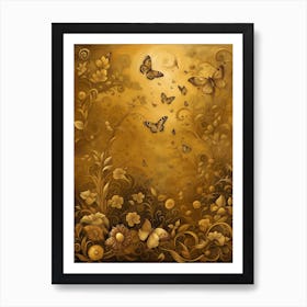 Golden Butterflies Art Print