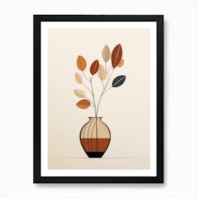 Abstract Vase With Leaves Art Print