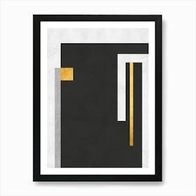 Gray and gold geometric 1 Art Print