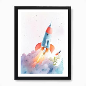 Rocket Gouache Space Art Print