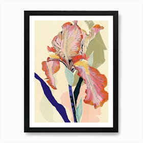 Colourful Flower Illustration Iris 7 Art Print