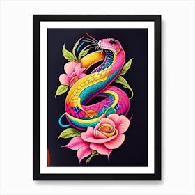 Dione Rat Snake Tattoo Style Art Print