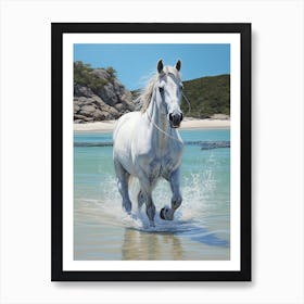 A Horse Oil Painting In Whitehaven Beach, Australia, Portrait 3 Art Print